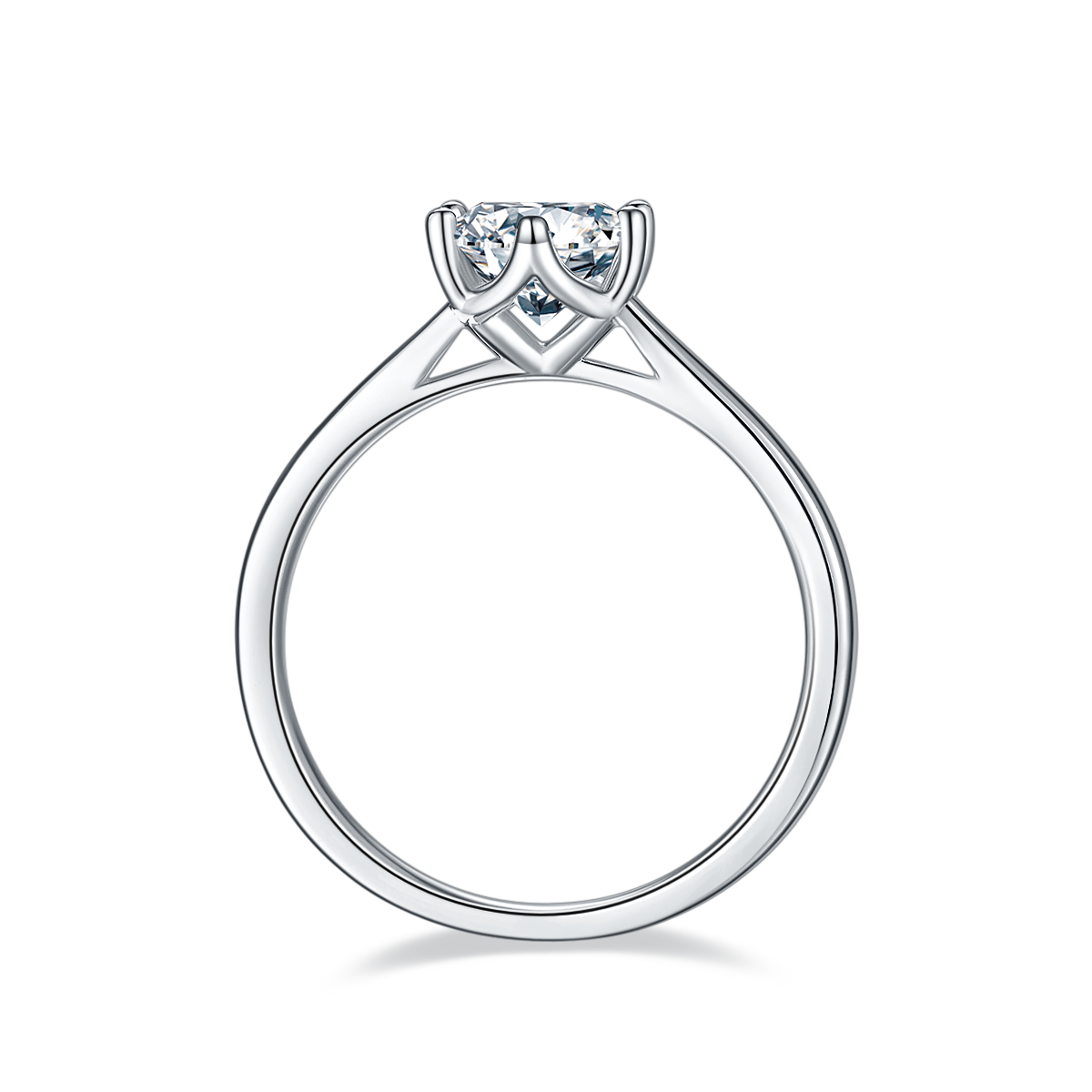 Straight arm new six claw S925 silver plated platinum Moissanite women's ring 1 carat D-grade